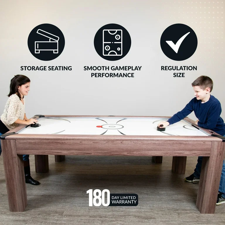 Hathaway Driftwood 7-ft Air Hockey Table Combo Set with Benches