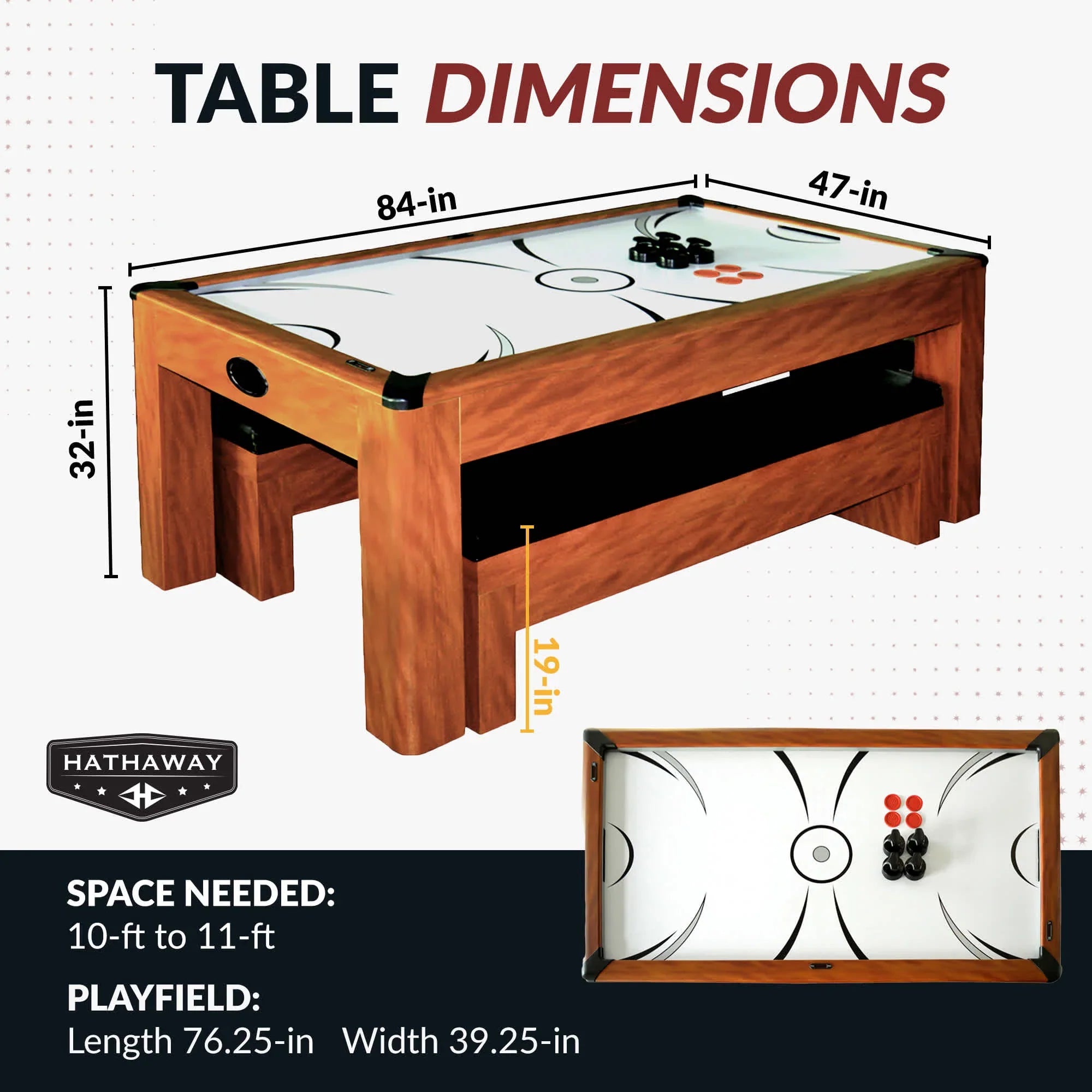 Hathaway Sherwood 7-Ft Air Hockey Table Combo Set with Benches