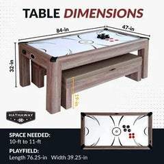 Hathaway Driftwood 7-ft Air Hockey Table Combo Set with Benches