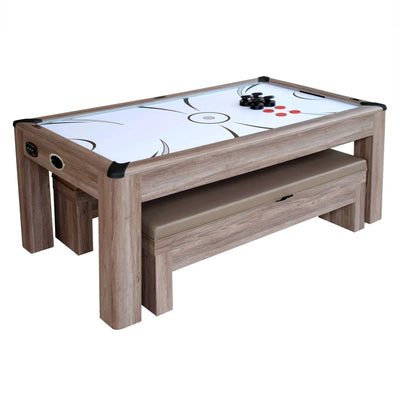Hathaway Driftwood 7-ft Air Hockey Table Combo Set with Benches
