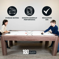 Hathaway Driftwood 7-ft Air Hockey Table Combo Set with Benches