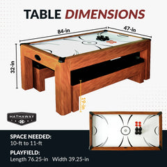 Hathaway Sherwood 7-Ft Air Hockey Table Combo Set with Benches