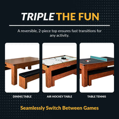 Hathaway Sherwood 7-Ft Air Hockey Table Combo Set with Benches